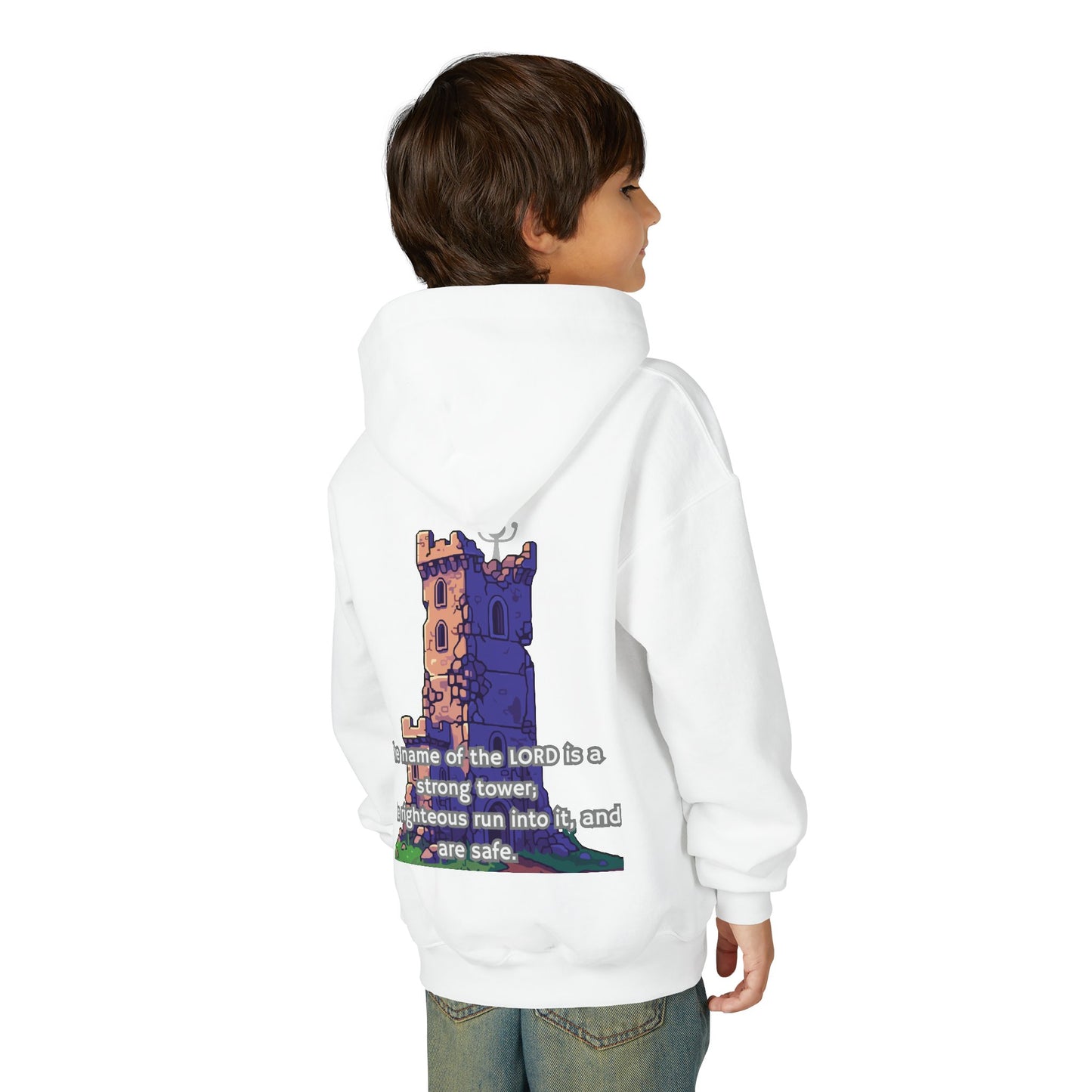 Youth Unisex Proverbs 18:10 Sweatshirt