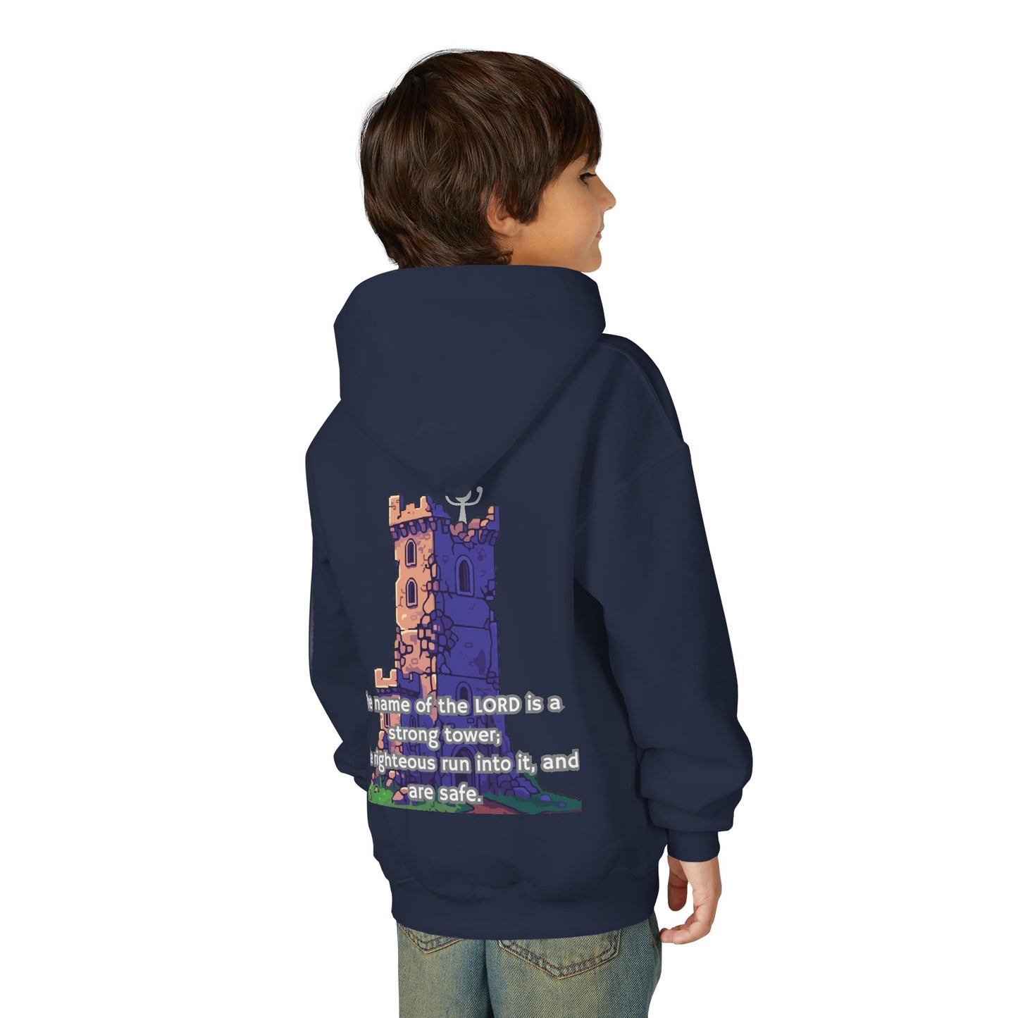 Youth Unisex Proverbs 18:10 Sweatshirt